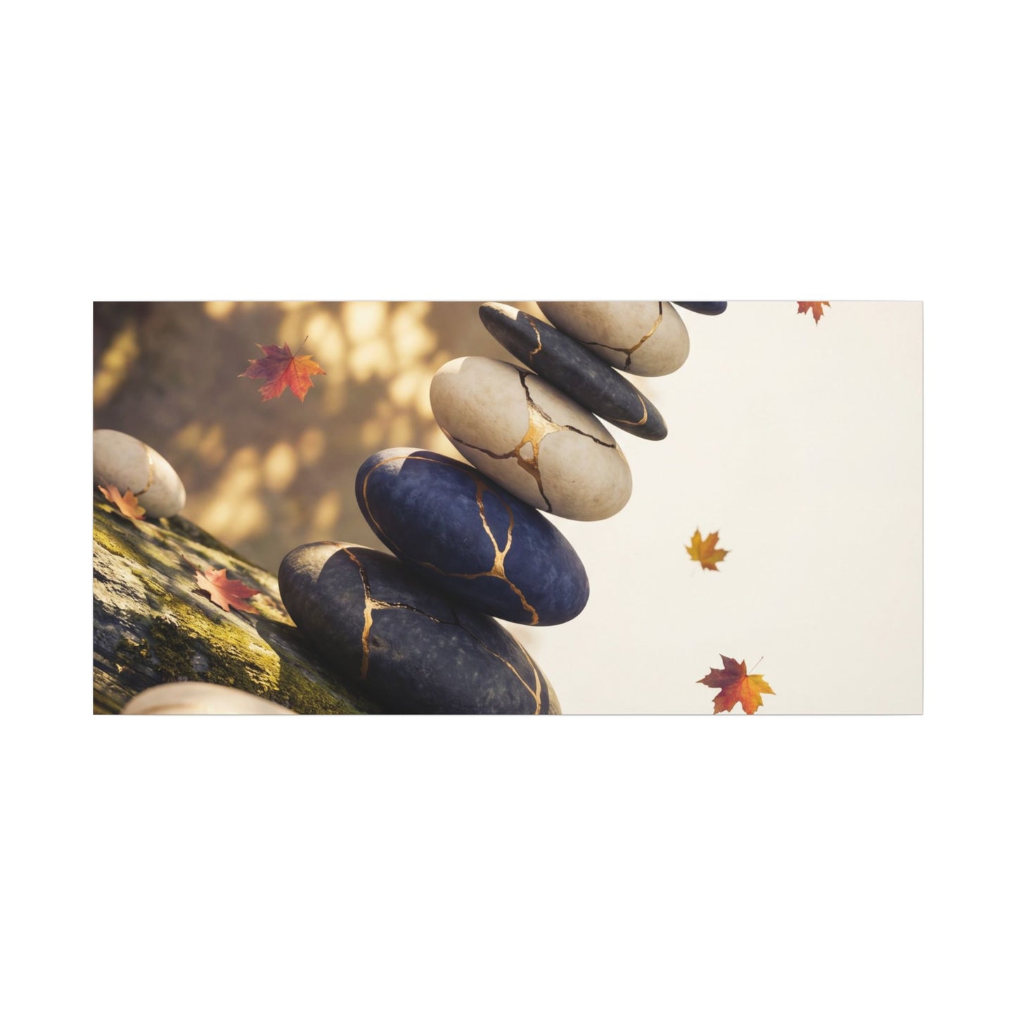 Ma River Stones Canvas Art - Kintsugi Gold Vein