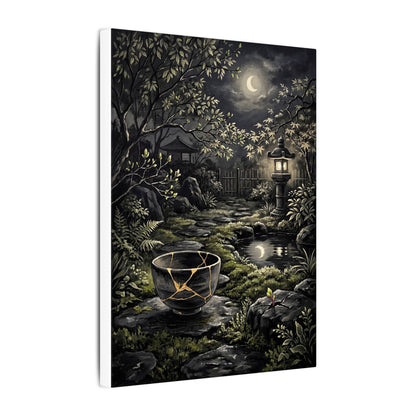 Kintsugi Moonlit Garden in Dappled | Gold Repair Canvas Art