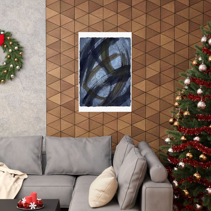 Ink Brushstroke Winter Wall Art Print | Dark Japandi Bold Design