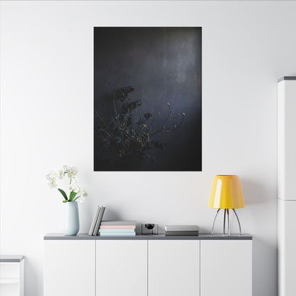 Dried Flowers Spring Canvas Art | Dark Japandi Moody Design