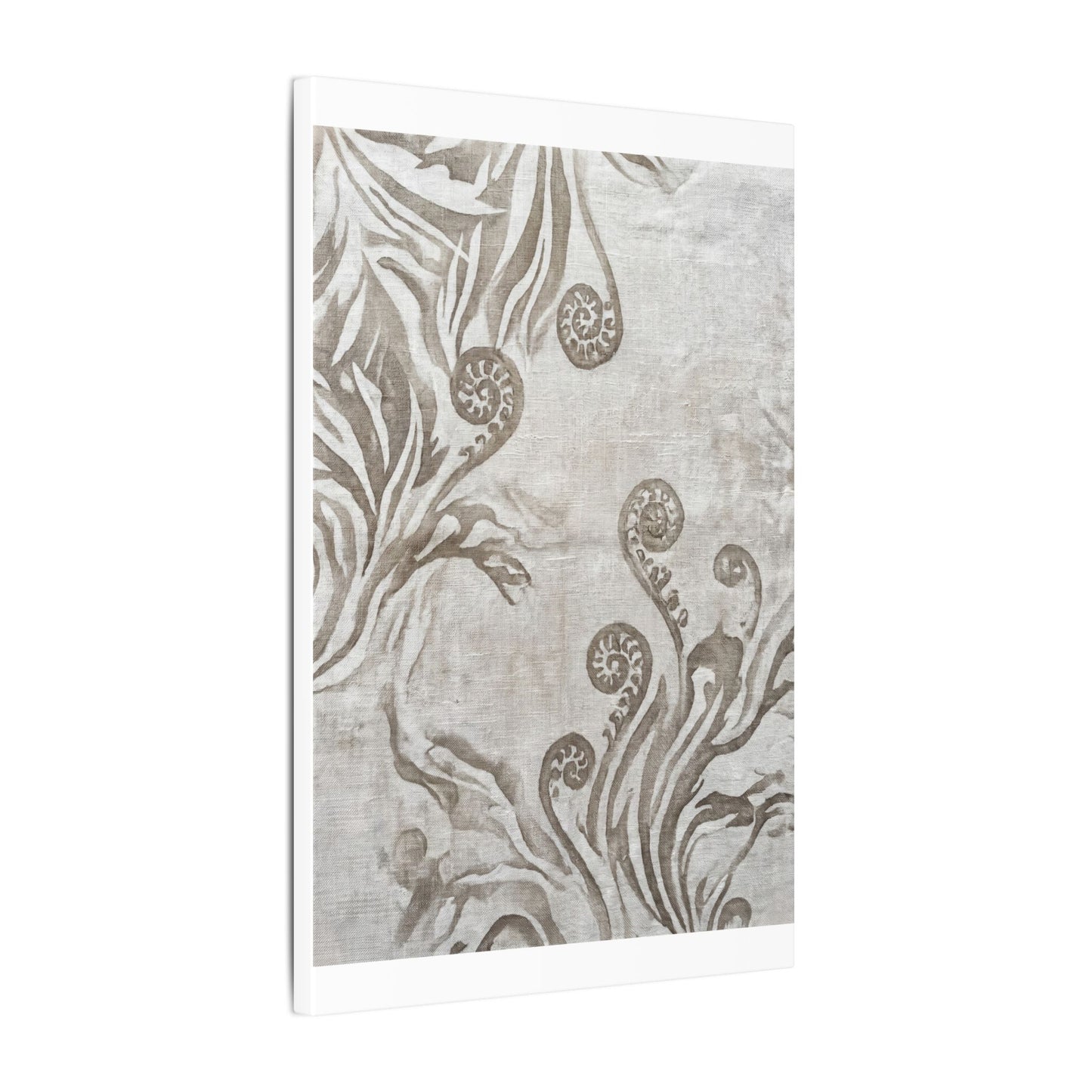 Japandi Fern Unfurling in Overcast | Japanese Pattern Canvas Art