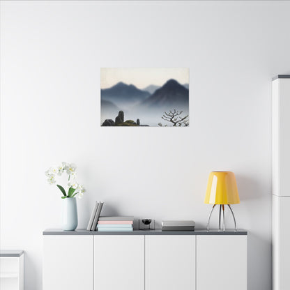 Mountain Mist Karesansui Canvas Art | Contemplative Zen Art