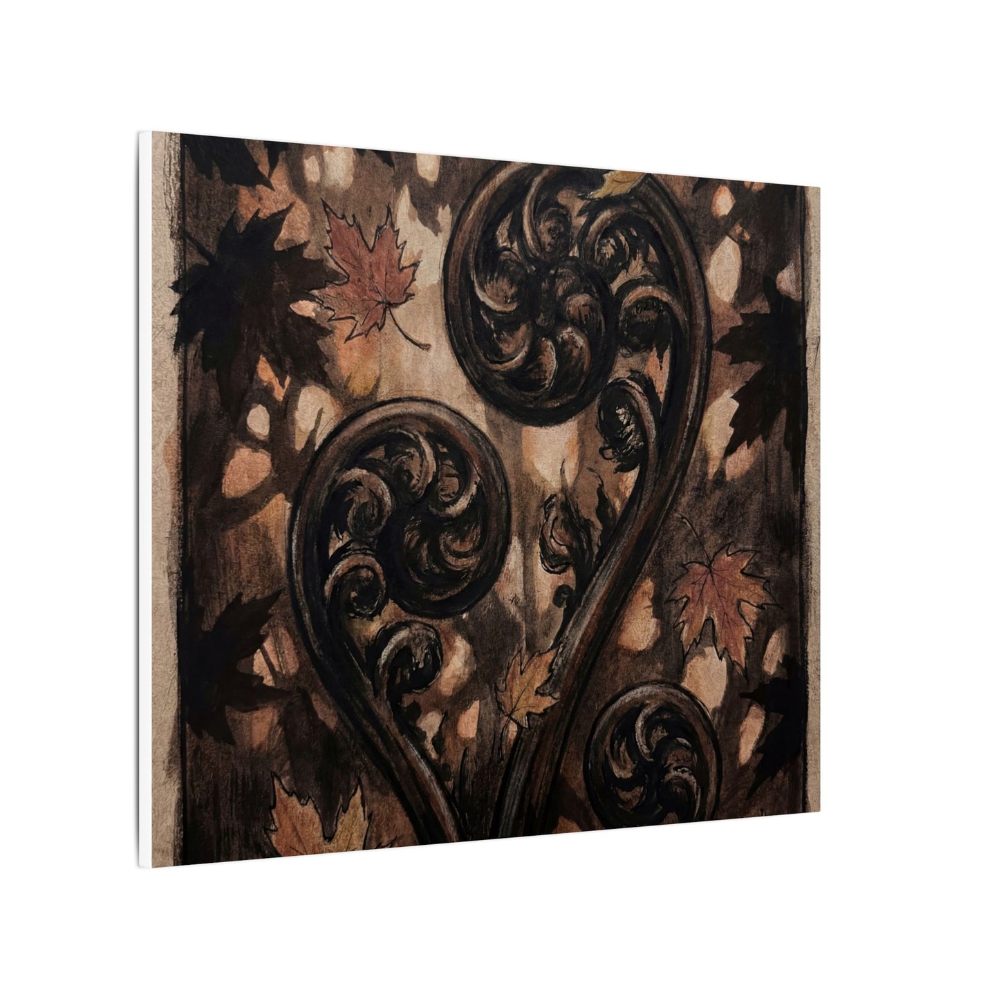 Mono No Aware Fern Unfurling Canvas Art - Dark Japandi Charcoal Ink