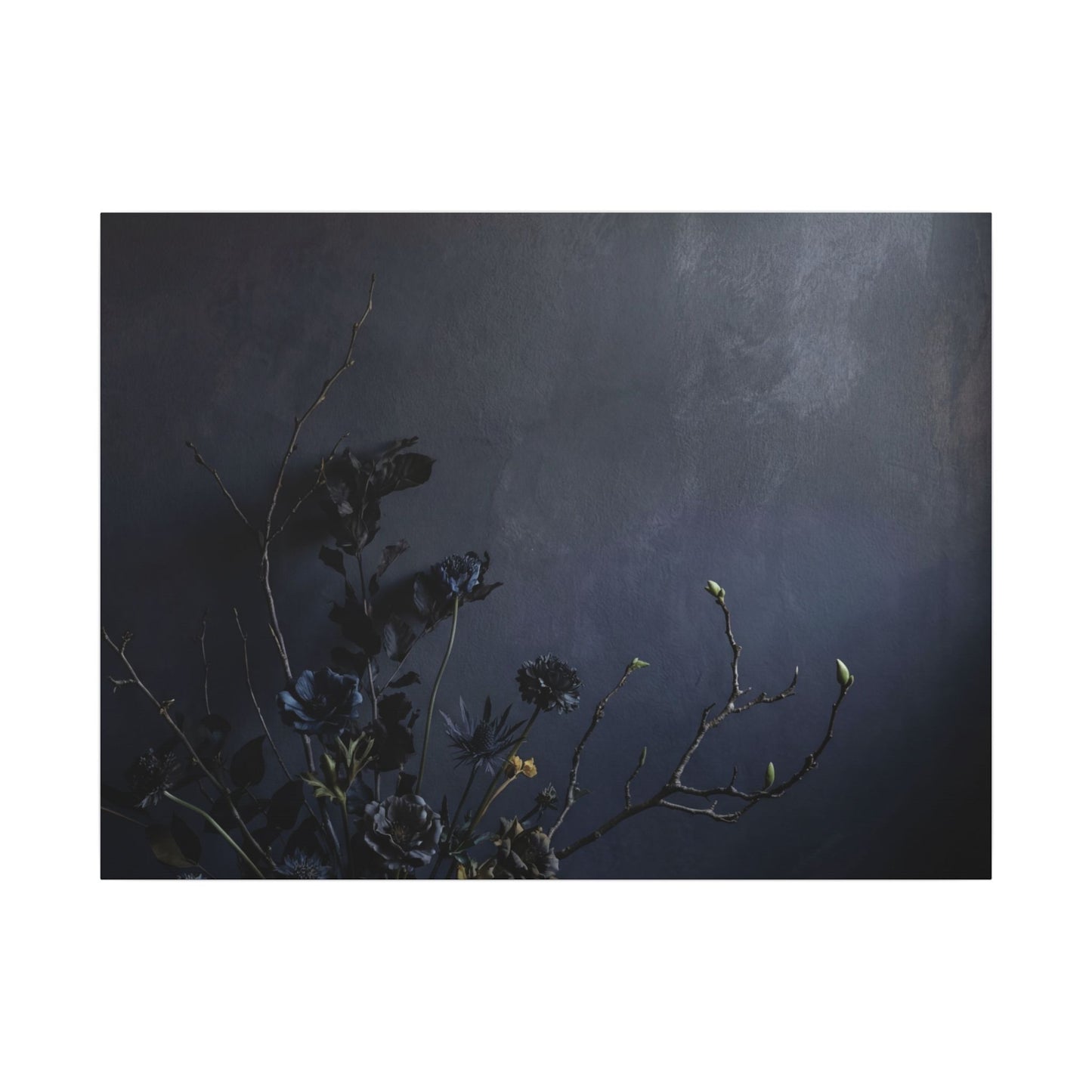 Dried Flowers Spring Canvas Art | Dark Japandi Moody Design Art Print