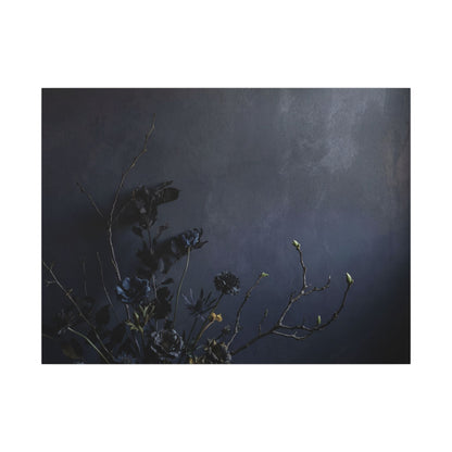 Dried Flowers Spring Canvas Art | Dark Japandi Moody Design Art Print