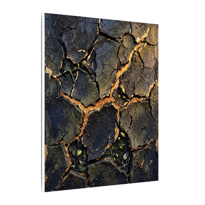 Cracked Earth Spring Canvas Art | Dark Japandi Atmospheric Design