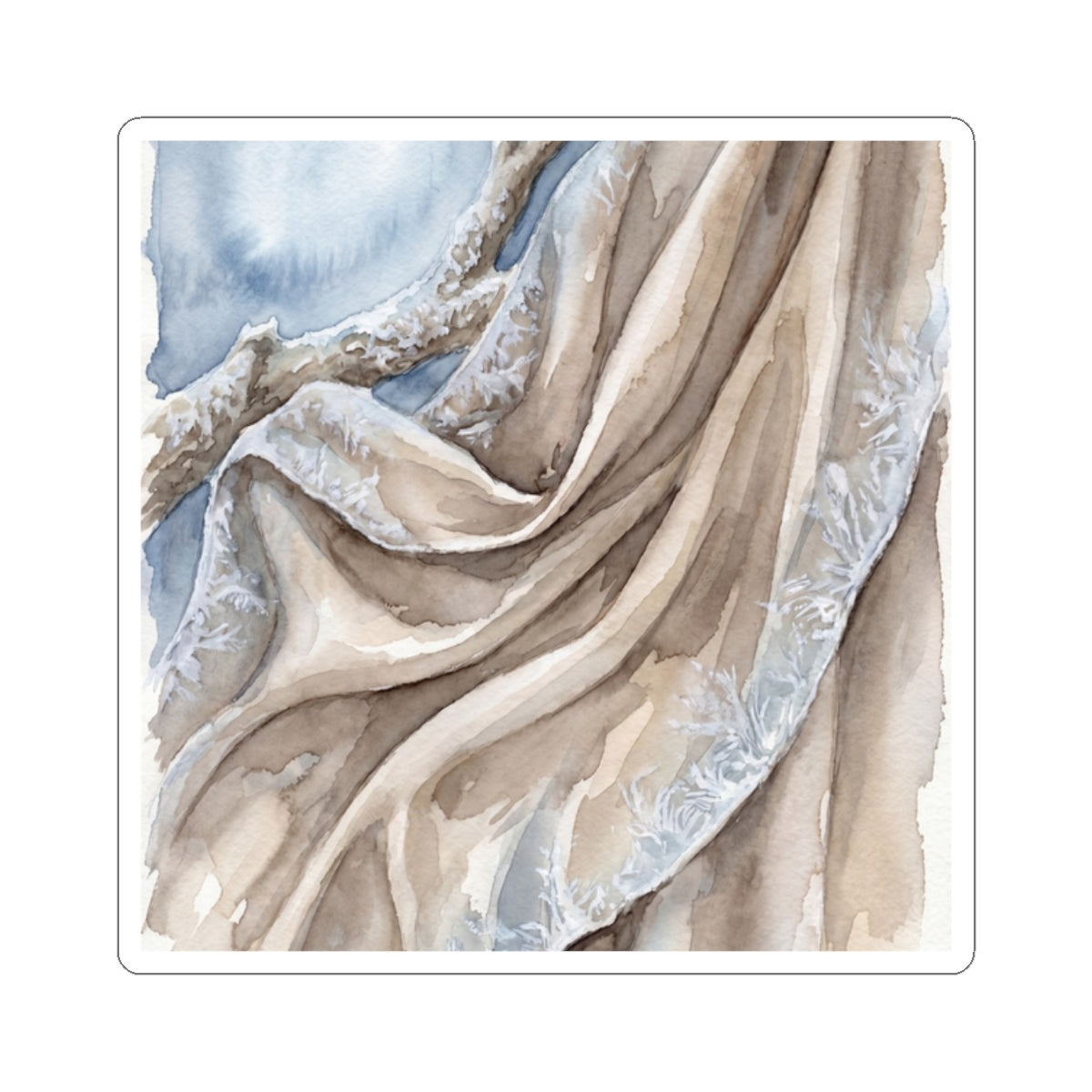 Winter Silk Drape Watercolor Sticker | Elegant Decor Art Print