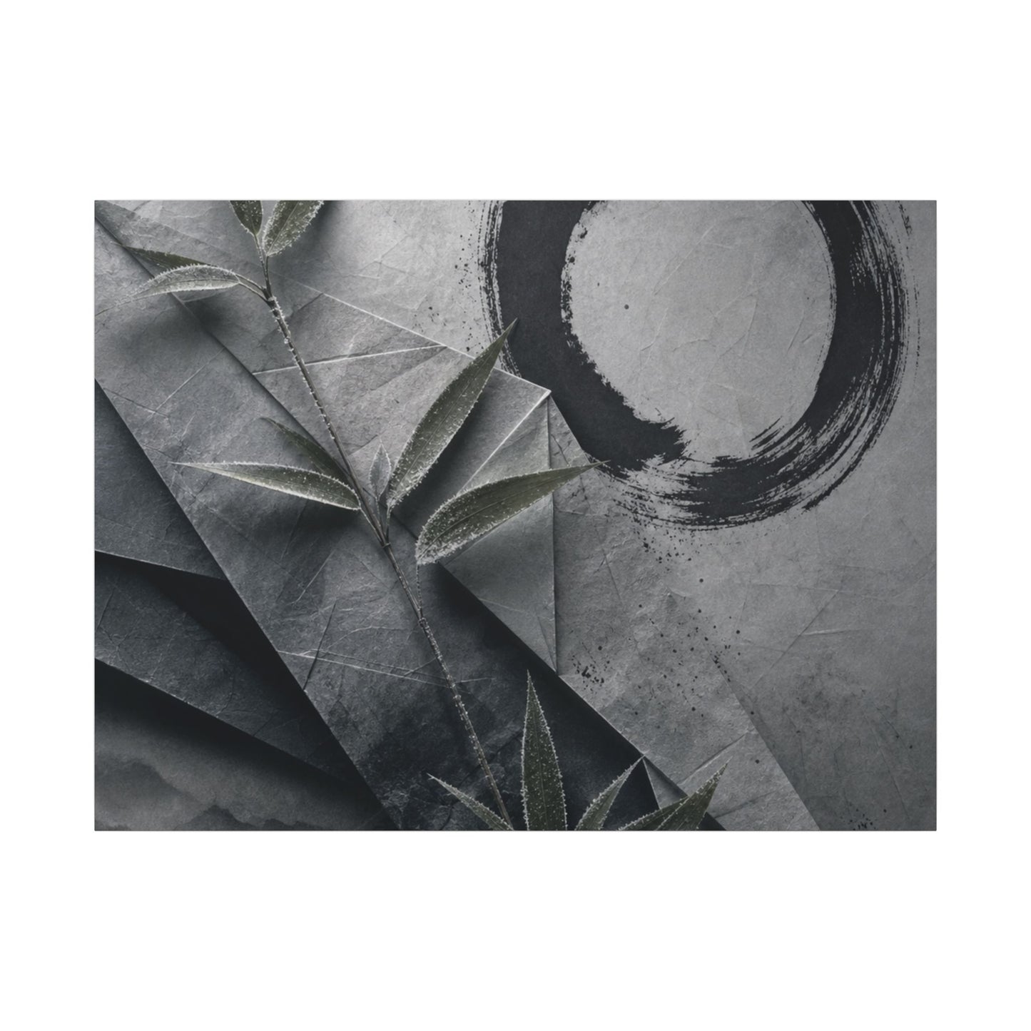 Winter Paper Fold Enso Canvas Art | Serene Decor