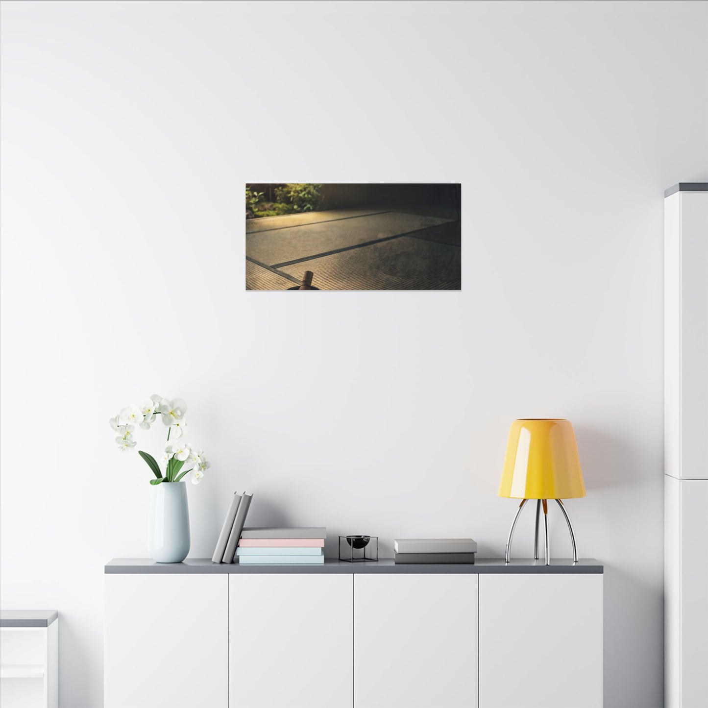 Dark Japandi Tea Ceremony in Golden Hour | Dark Texture Canvas Art