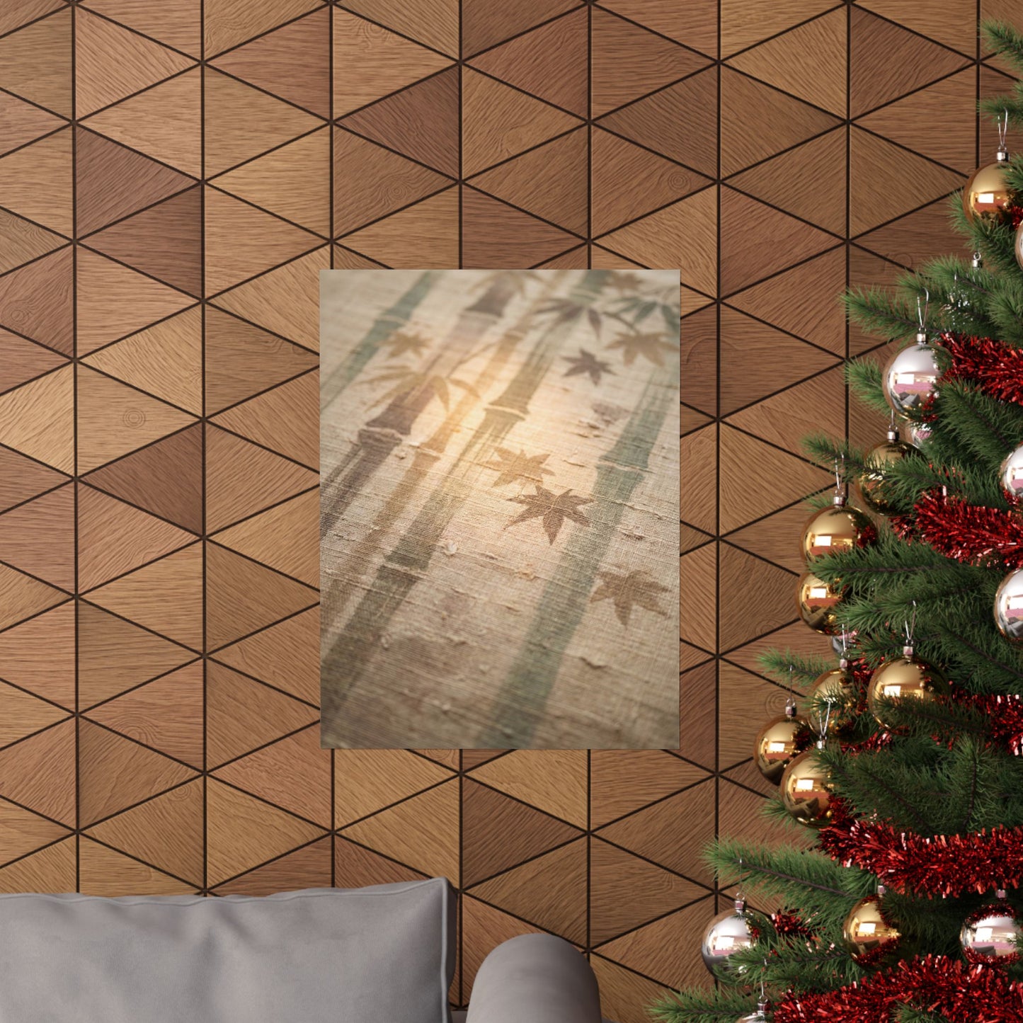 Japandi Bamboo Grove in Golden Hour | Japanese Pattern Wall Art Print
