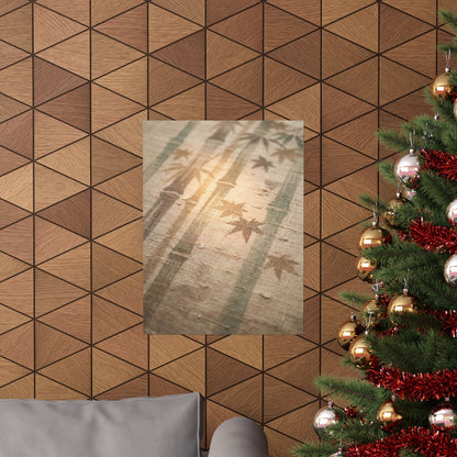 Japandi Bamboo Grove in Golden Hour | Japanese Pattern Wall Art Print