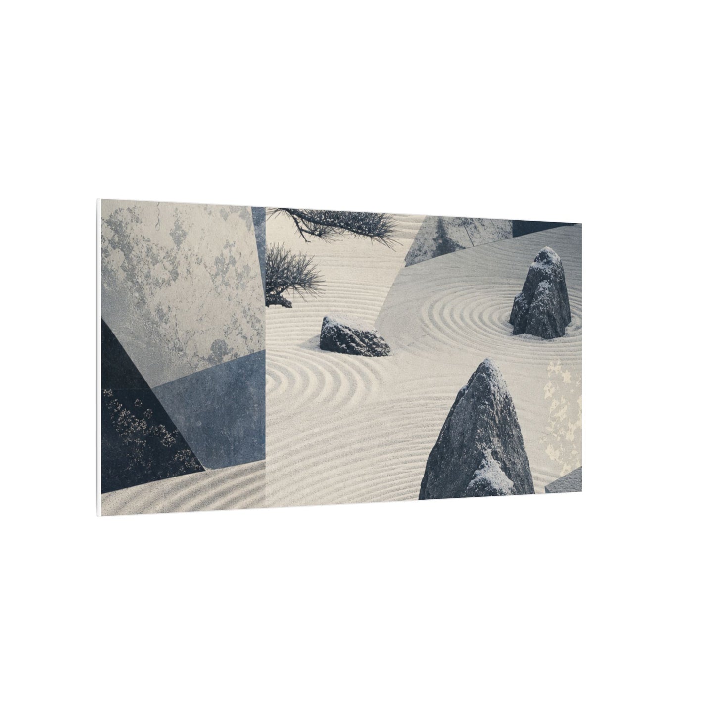 Seijaku Rock Garden Canvas Art - Zen Ukiyo E Inspired