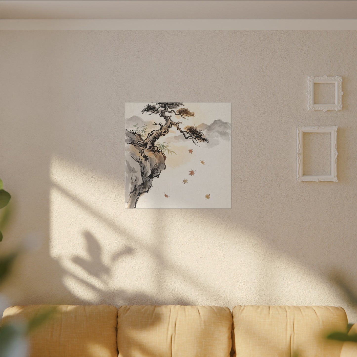 Peaceful Pine Tree Canvas Art - Sumi E Zen