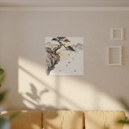 Peaceful Pine Tree Canvas Art - Sumi E Zen