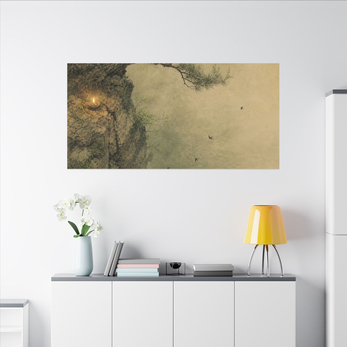 Spring Pine Tree Minimal Line Canvas Art | Earthy Decor