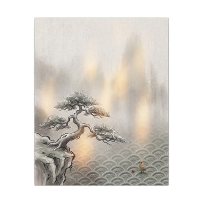 Pine Tree Canvas Art | Winter Japandi Japanese Pattern Art