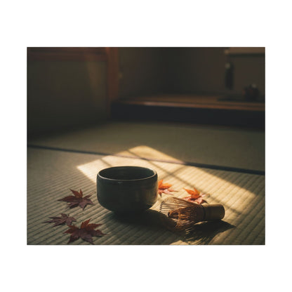 Dark Japandi Tea Ceremony in Golden Hour | Moody Minimal Canvas Art