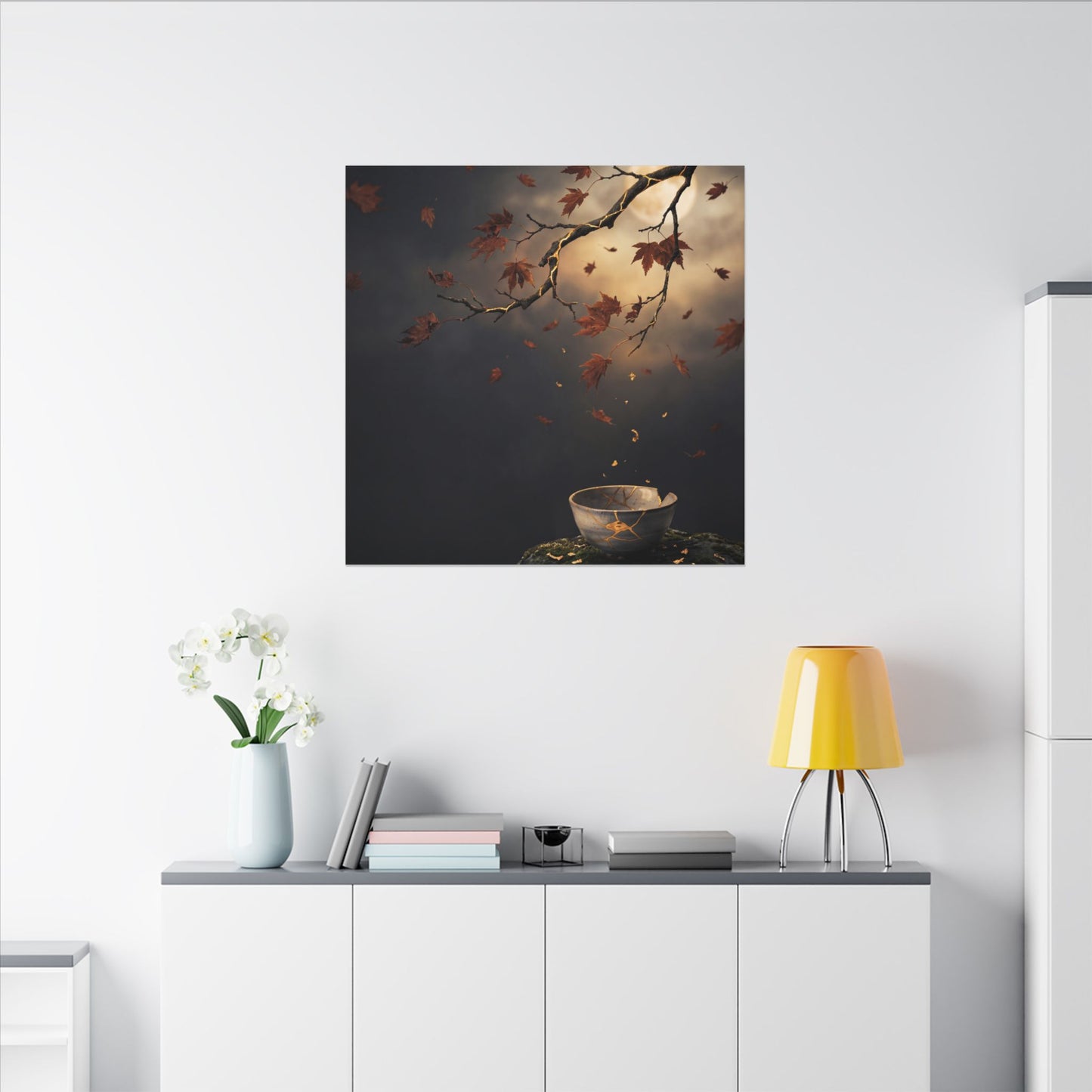 Moonlit Garden Gold Repair Canvas Art | Beautiful Kintsugi Art