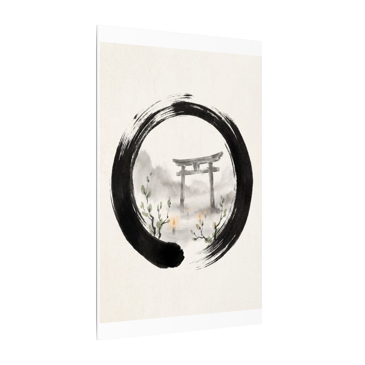 Spring Torii Gate Enso Canvas Art | Tranquil Decor