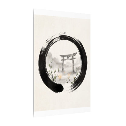 Spring Torii Gate Enso Canvas Art | Tranquil Decor