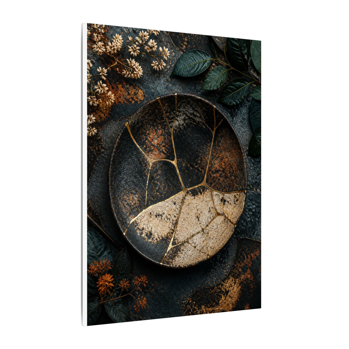 Kintsugi Rust Patina in Dawn | Gold Repair Canvas Art