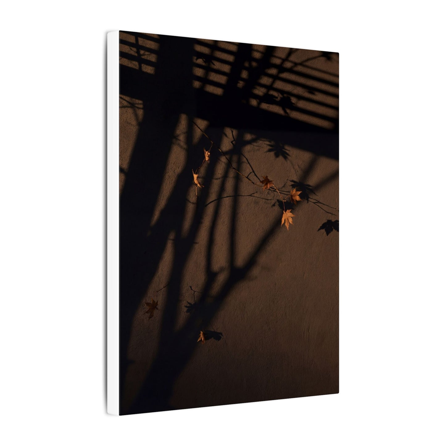Shadow Play Autumn Canvas Art | Dark Japandi Luxurious Design