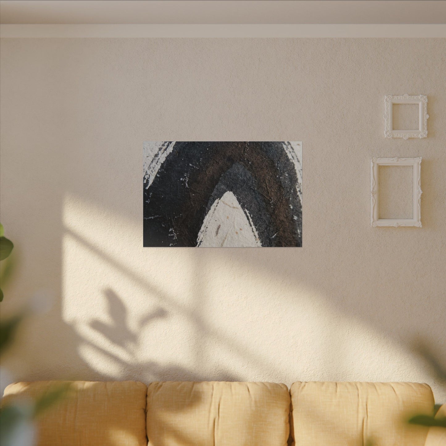 Moody Ink Brushstroke Canvas Art - Moody Minimal Dark Japandi