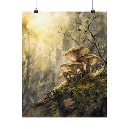 Wild Mushrooms Spring Wall Art Print | Japandi Earthy Design