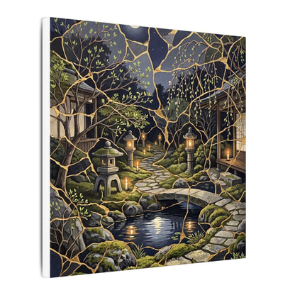 Kintsugi Moonlit Garden in Candlelight | Gold Vein Canvas Art