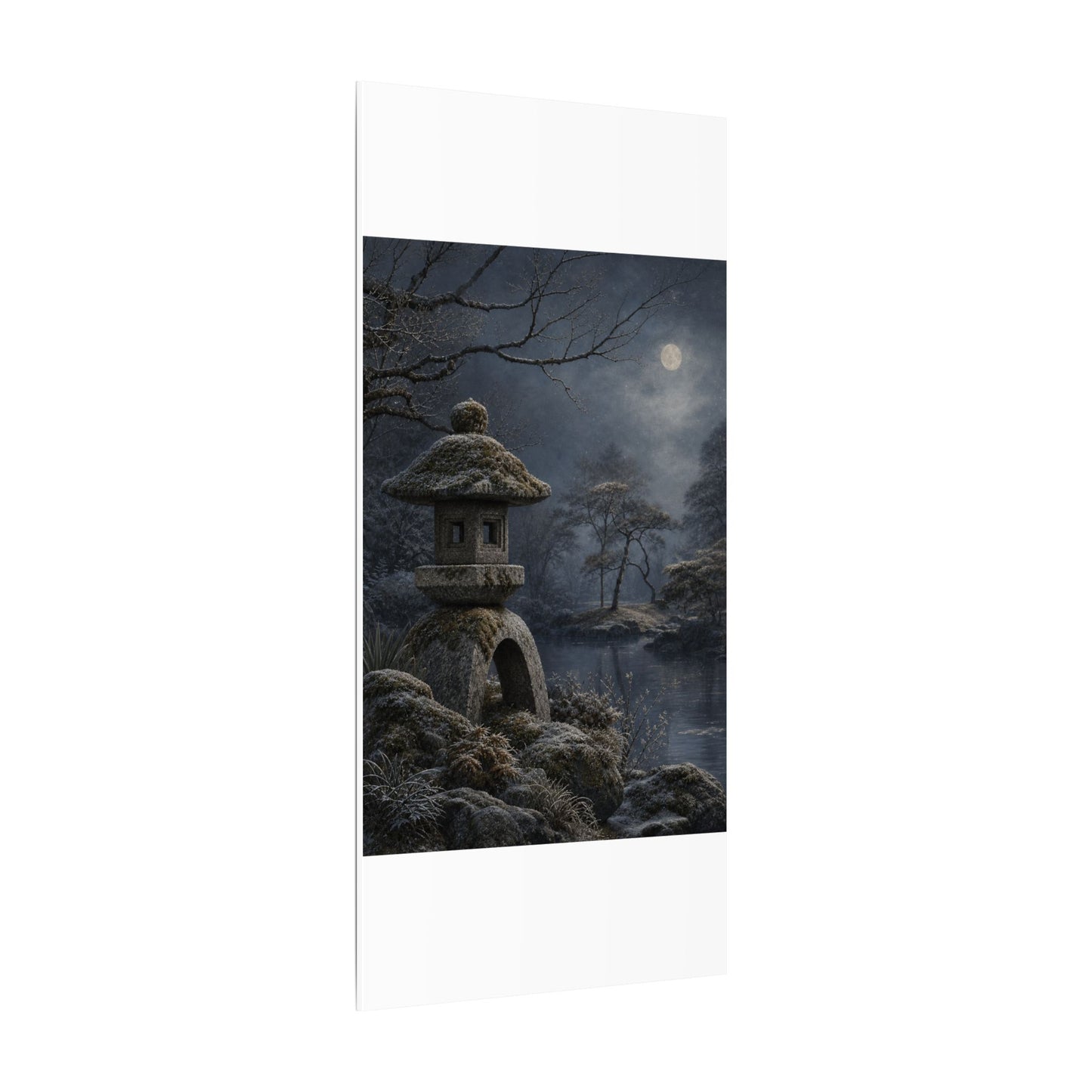 Stone Lantern Canvas Art | Winter Japandi Japanese Pattern Art