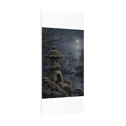 Stone Lantern Canvas Art | Winter Japandi Japanese Pattern Art