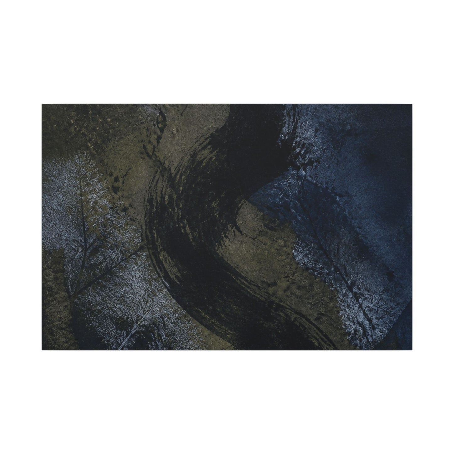 Shibui Ink Brushstroke Canvas Art - Dark Japandi Dark Texture