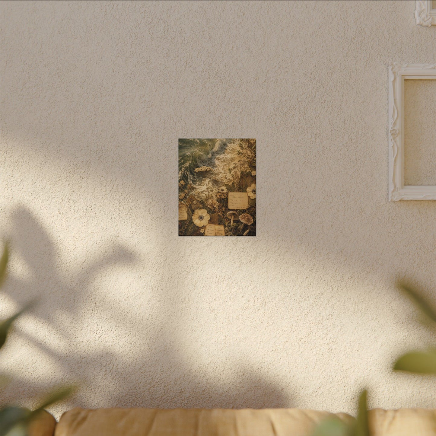 Spring Ocean Wave Herbarium Canvas Art | Nostalgic Decor