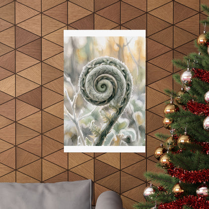 Fern Unfurling Wall Art Print | Winter Japandi Watercolor Art