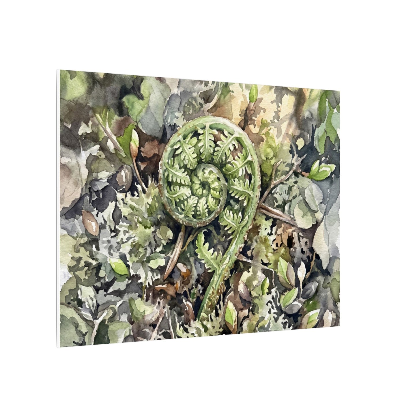Fern Unfurling Spring Canvas Art | Japandi Neutral Design