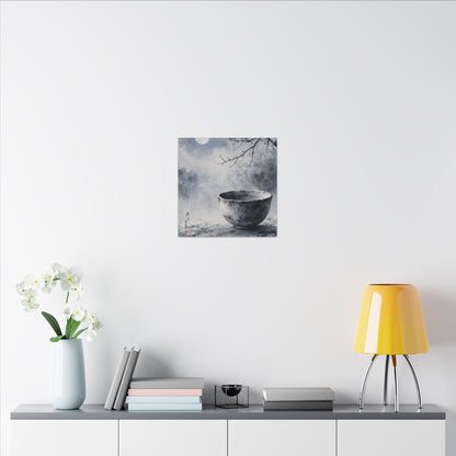 Seijaku Ceramic Bowl Canvas Art - Zen Sumi E