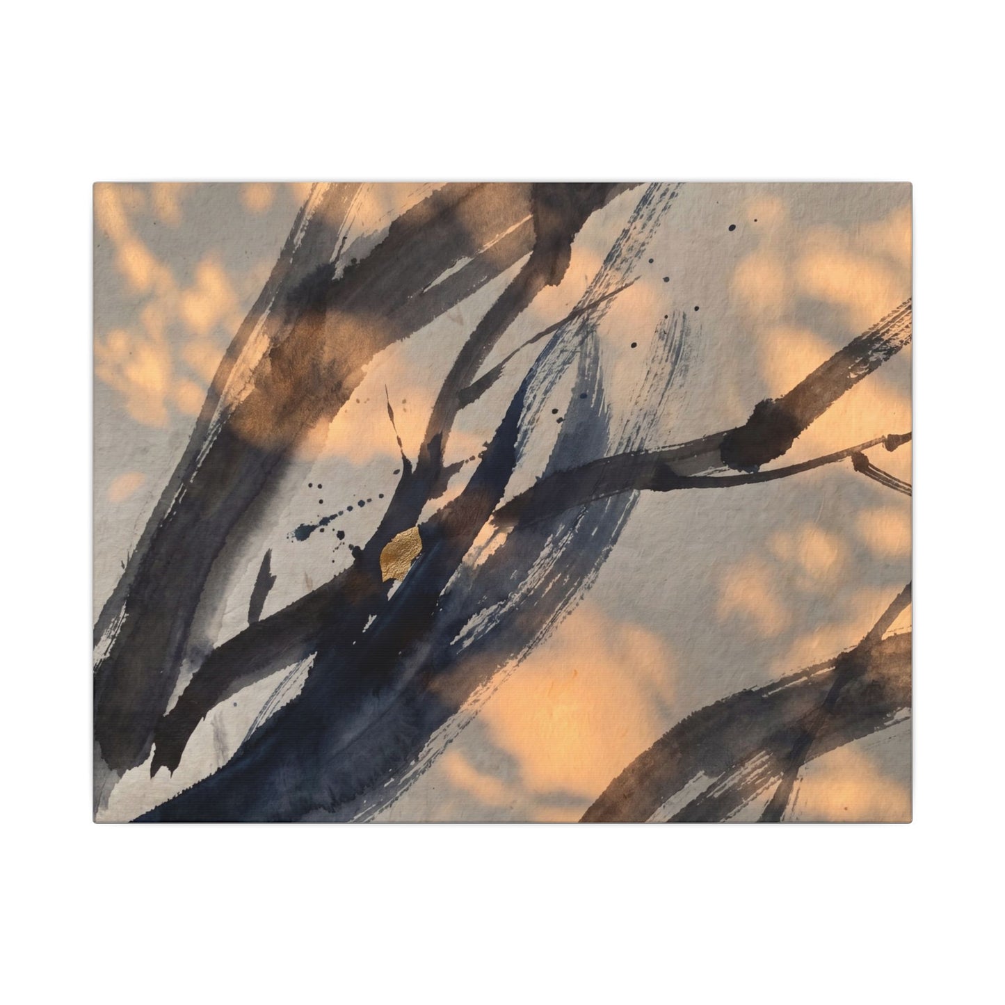 Datsuzoku Ink Brushstroke Canvas Art - Dark Japandi Shadow Zen Art Print