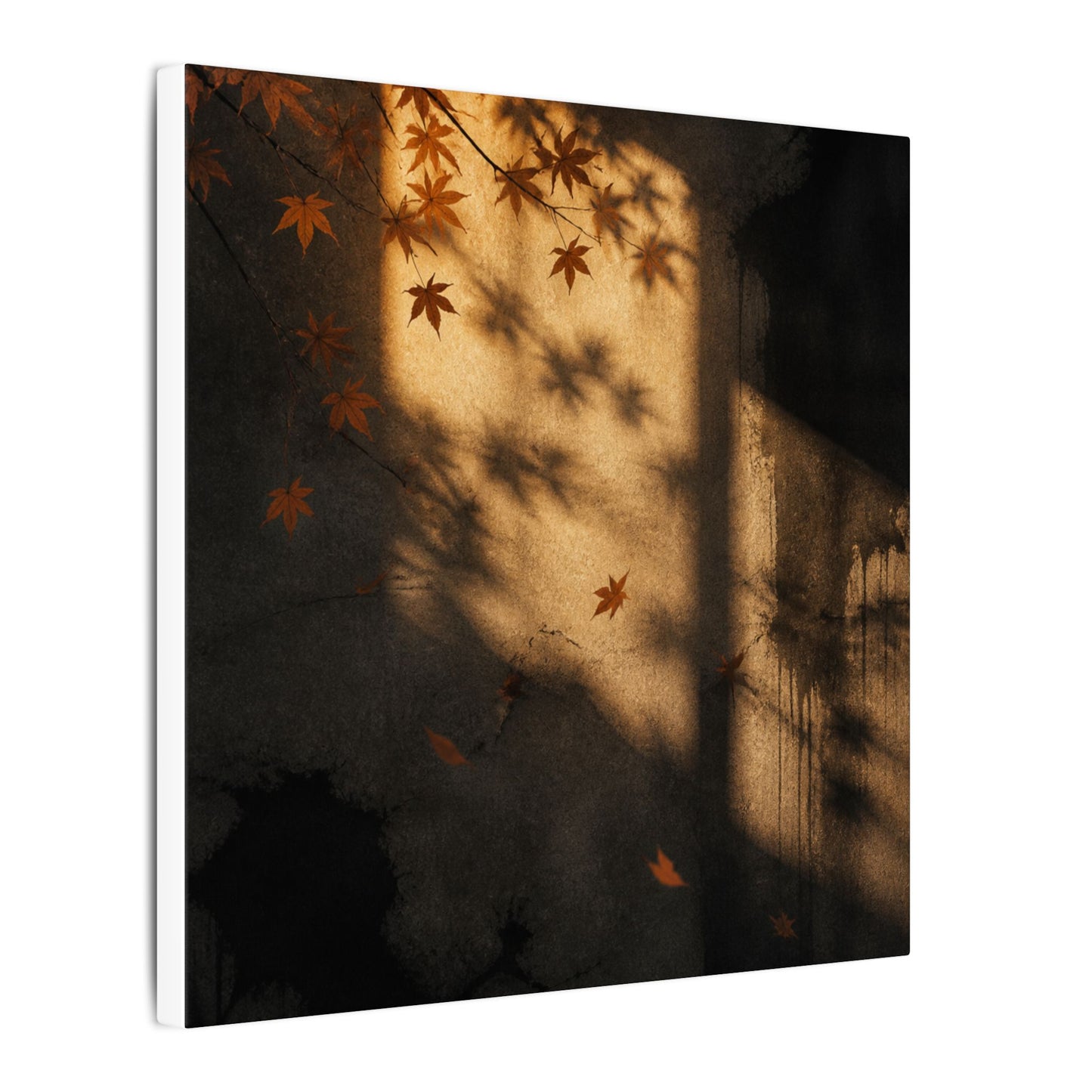 Shadow Play Canvas Art | Autumn Dark Japandi Charcoal Ink Art