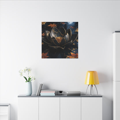 Moonlight Lotus Flower Canvas Art - Kintsugi Fukinsei