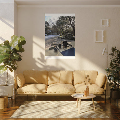 Winter Tea Ceremony Karesansui Canvas Art | Serene Decor