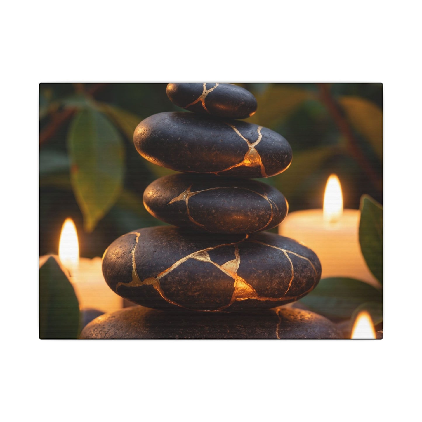 Summer River Stones Gold Vein Canvas Art | Philosophical Decor Art Print