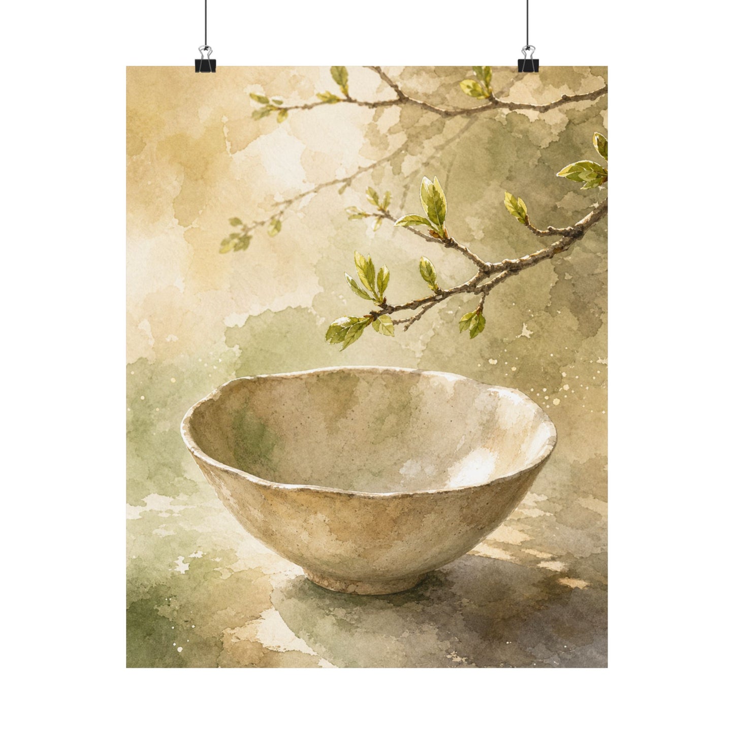 Neutral Ceramic Bowl Wall Art Print - Watercolor Japandi