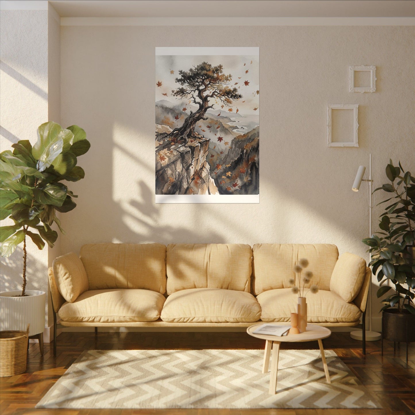 Autumn Pine Tree Watercolor Canvas Art | Warm Decor