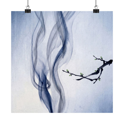 Datsuzoku Incense Smoke Wall Art Print - Zen Sumi E Art Print
