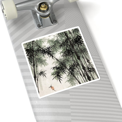 Contemplative Bamboo Grove Sticker - Sumi E Zen Art Print