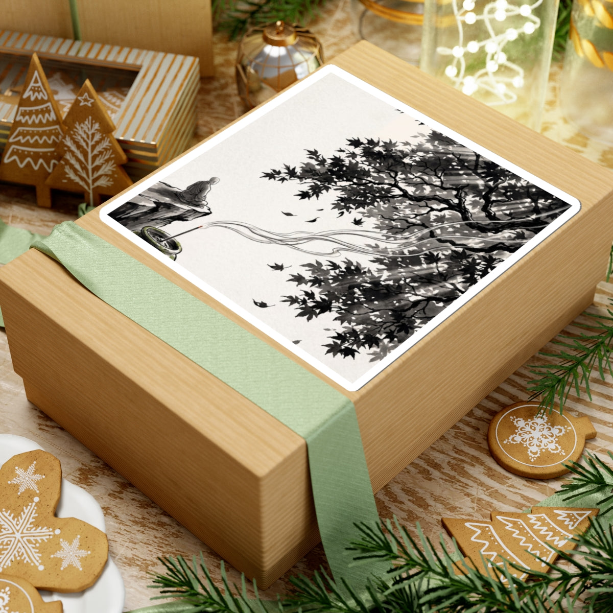 Incense Smoke Sticker | Autumn Zen Ukiyo E Inspired Art Art Print