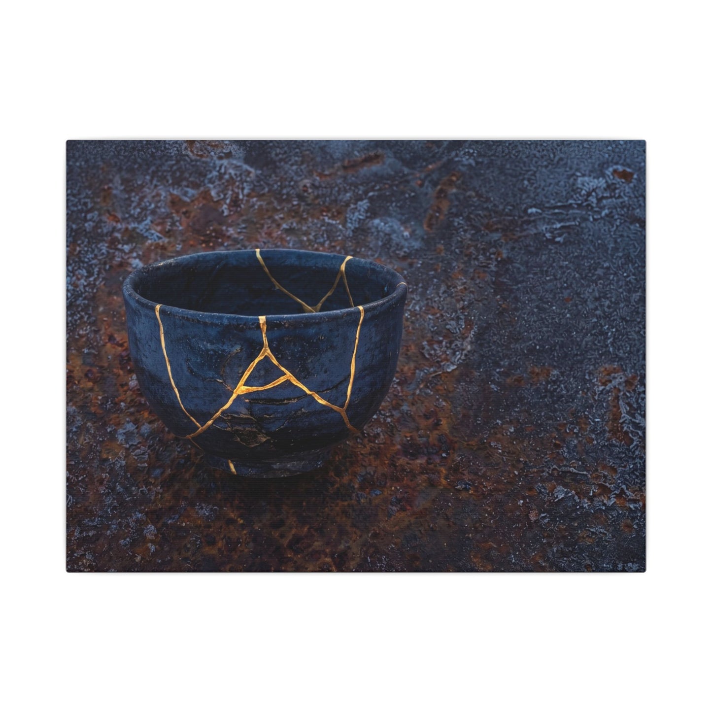 Rust Patina Winter Canvas Art | Kintsugi Healing Design