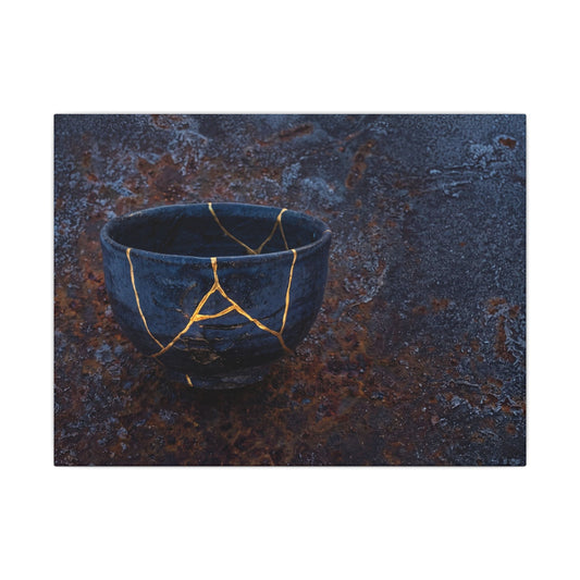 Rust Patina Winter Canvas Art | Kintsugi Healing Design