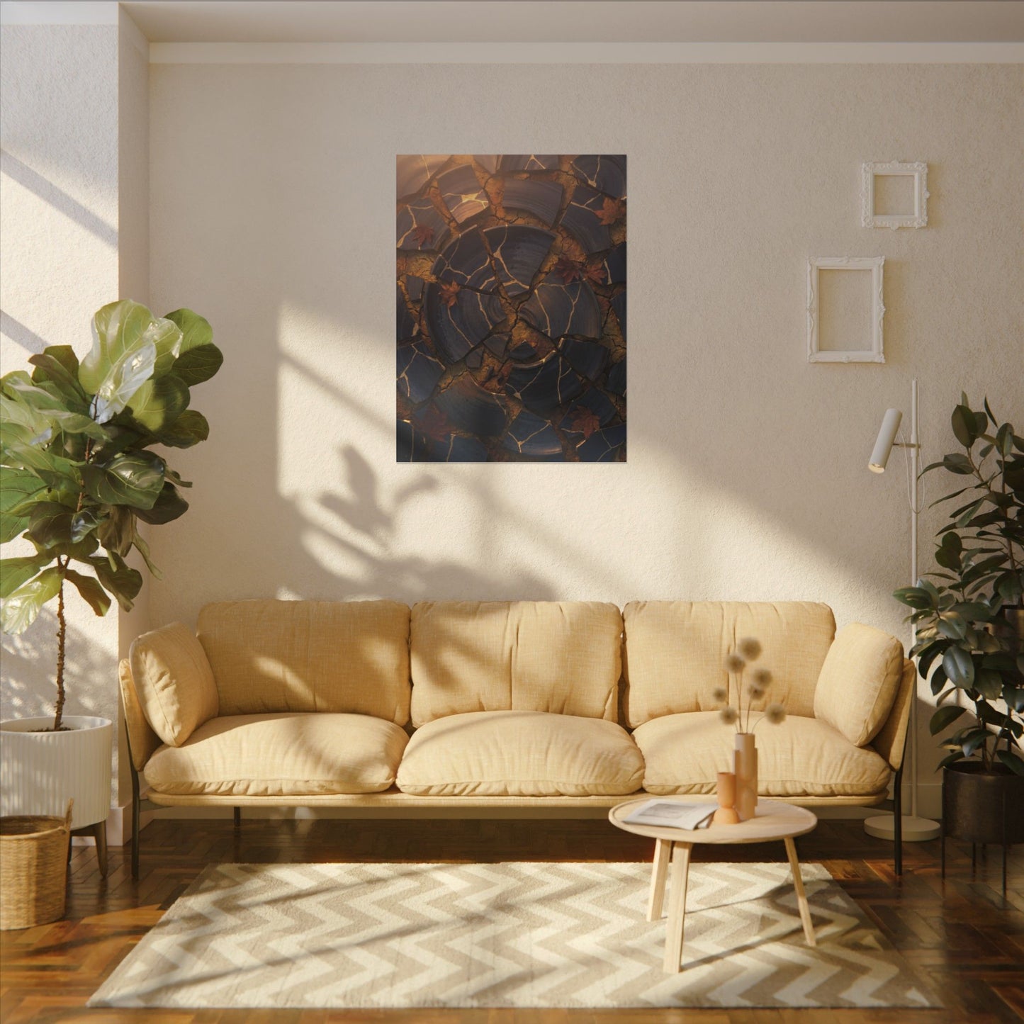 Autumn Cracked Earth Gold Repair Canvas Art | Philosophical Decor