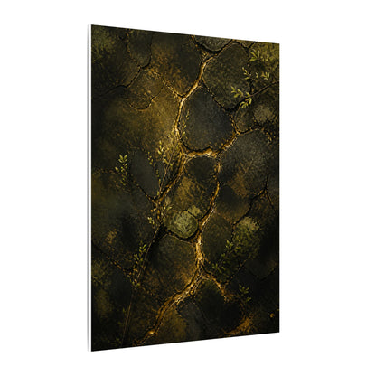 Shibui Cracked Earth Canvas Art - Dark Japandi Dark Texture